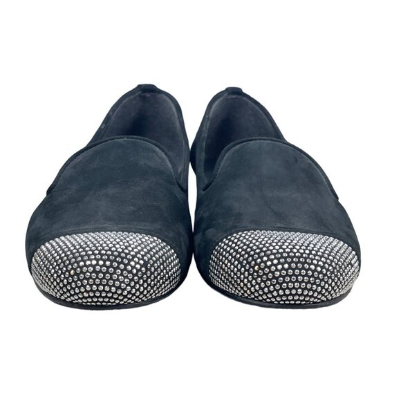 Stuart Weitzman Women's Black Suede Rhinestone Cap Toe Flat Shoes Sz 8M - Picture 4 of 10